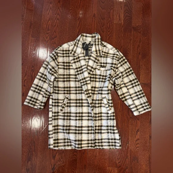 NWT BLANKNYC Plaid Lightweight Teddy Coat - Picture 6 of 6